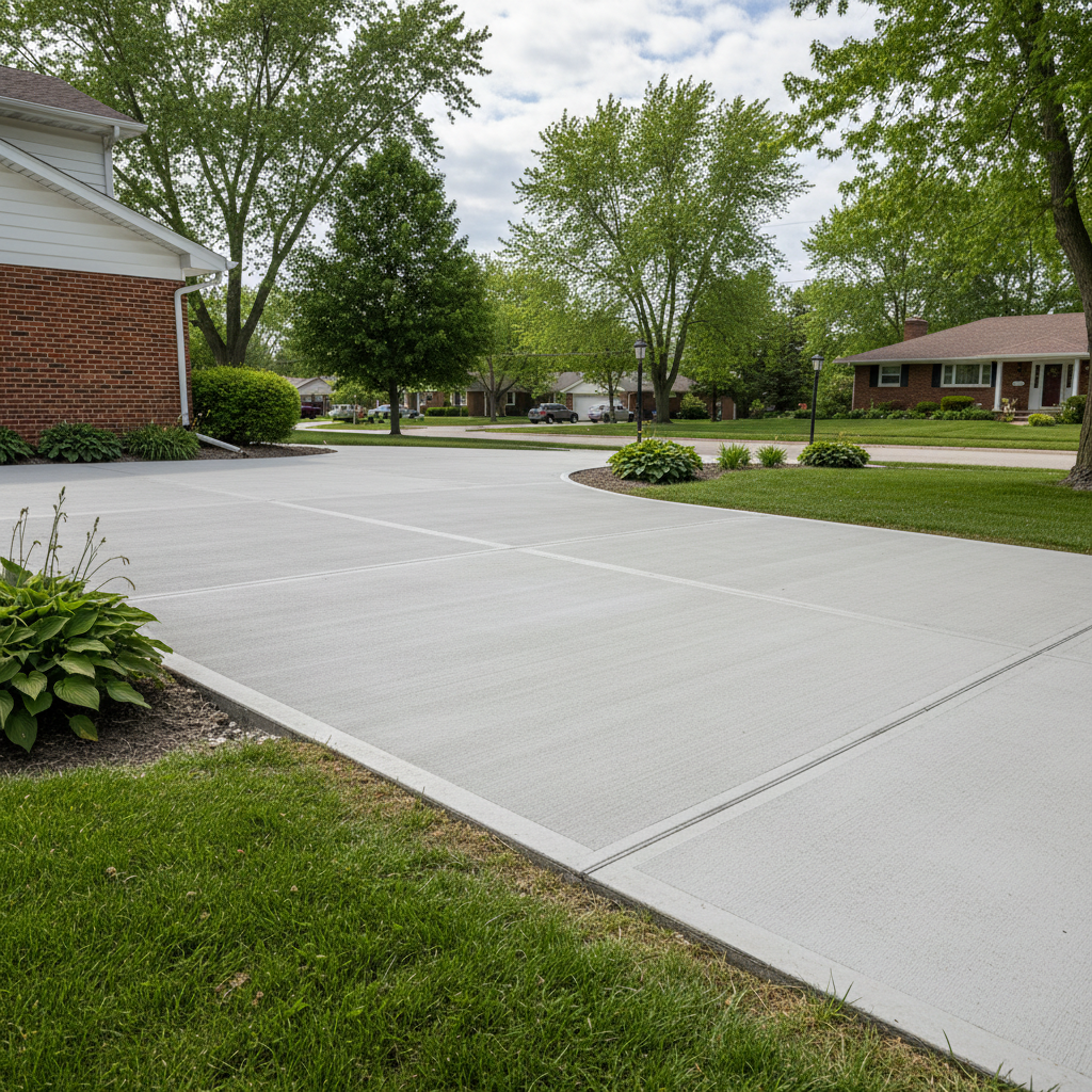 Completed concrete repair work at a residential property in Des Plaines, IL