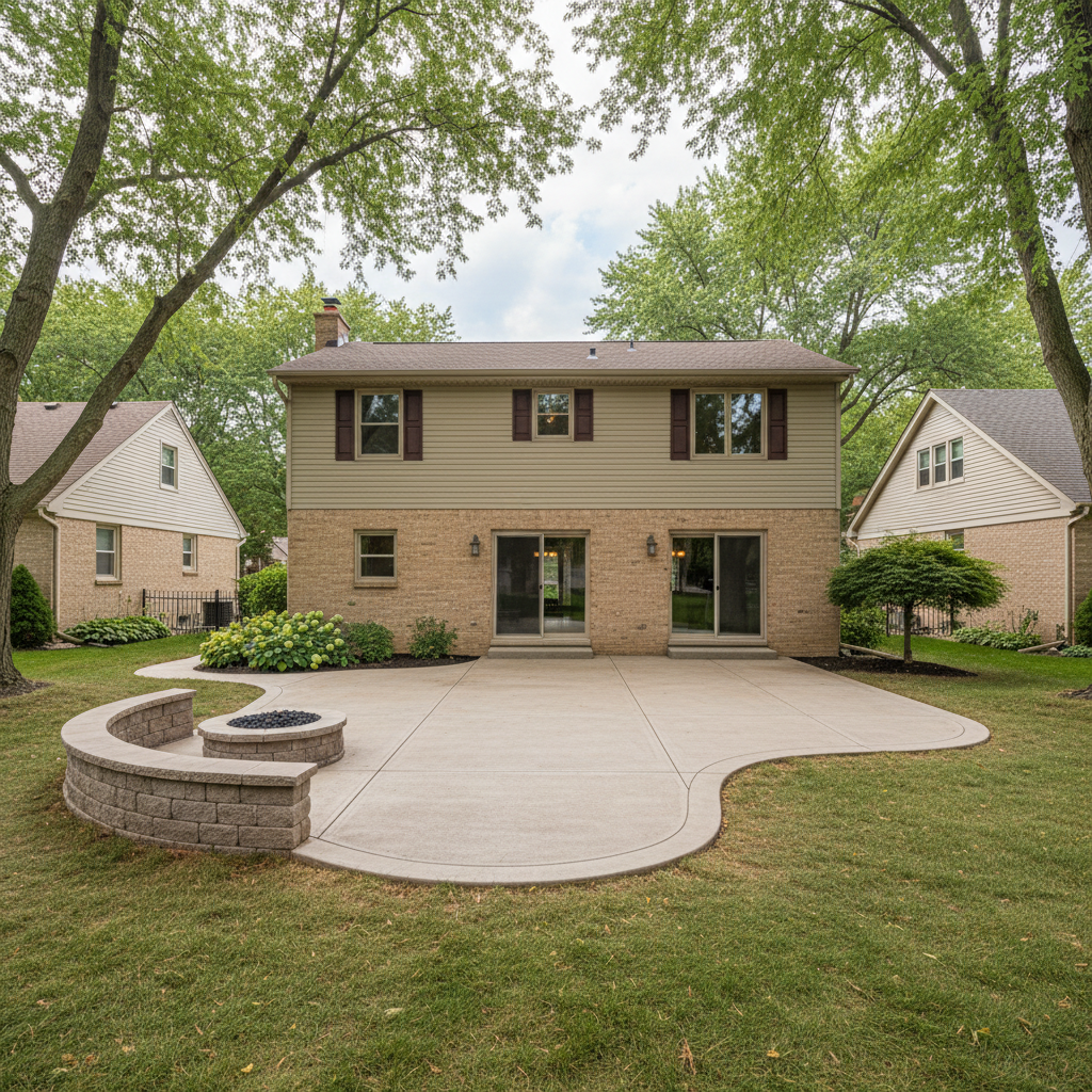 Completed concrete patios work at a residential property in Des Plaines, IL