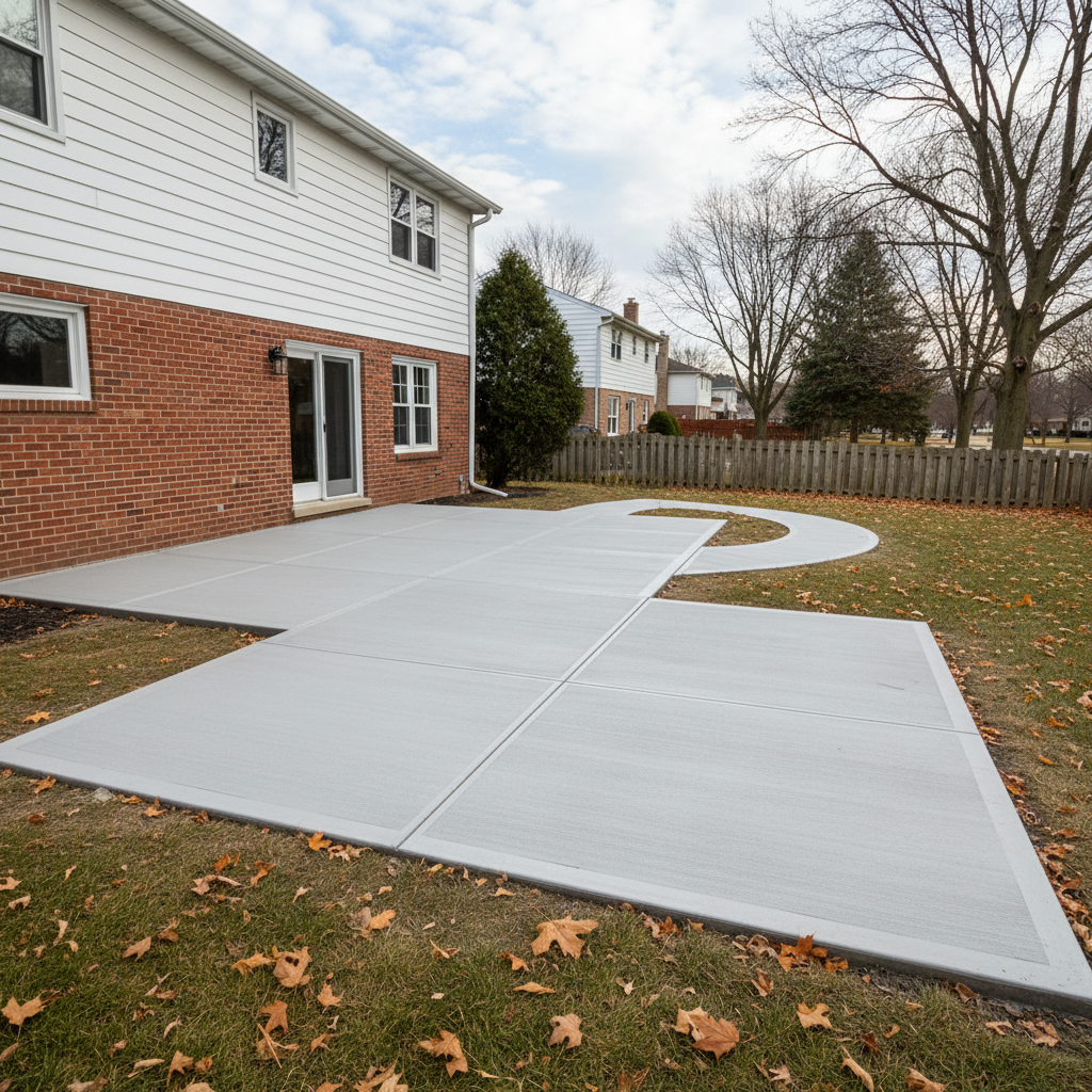 Completed concrete flatwork work at a residential property in Des Plaines, IL