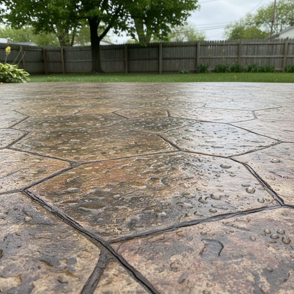 Completed decorative concrete work at a residential property in Des Plaines, IL