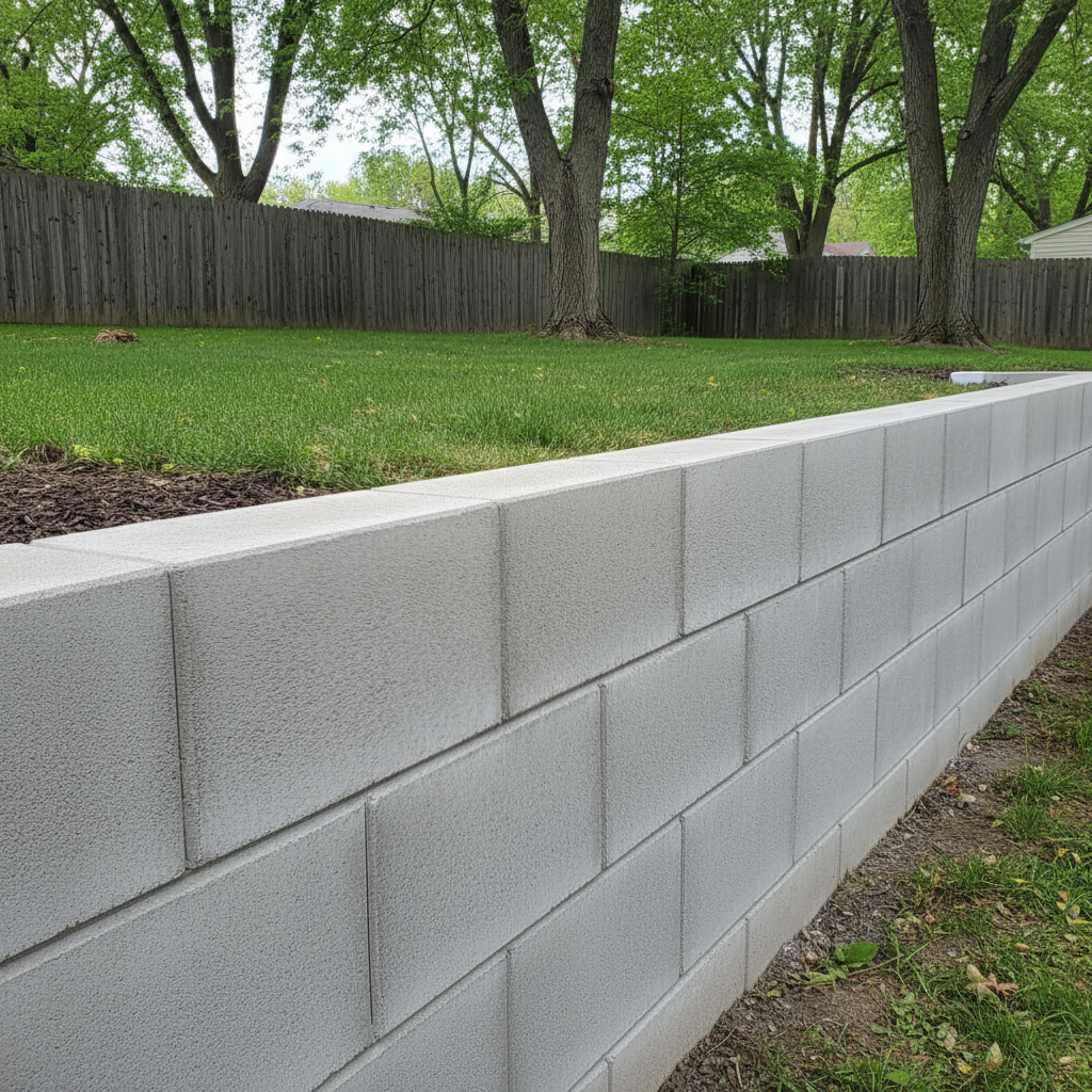 Completed concrete retaining walls work at a residential property in Elgin, IL