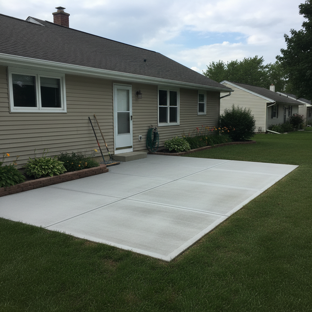Completed concrete installation work at a residential property in Elgin, IL
