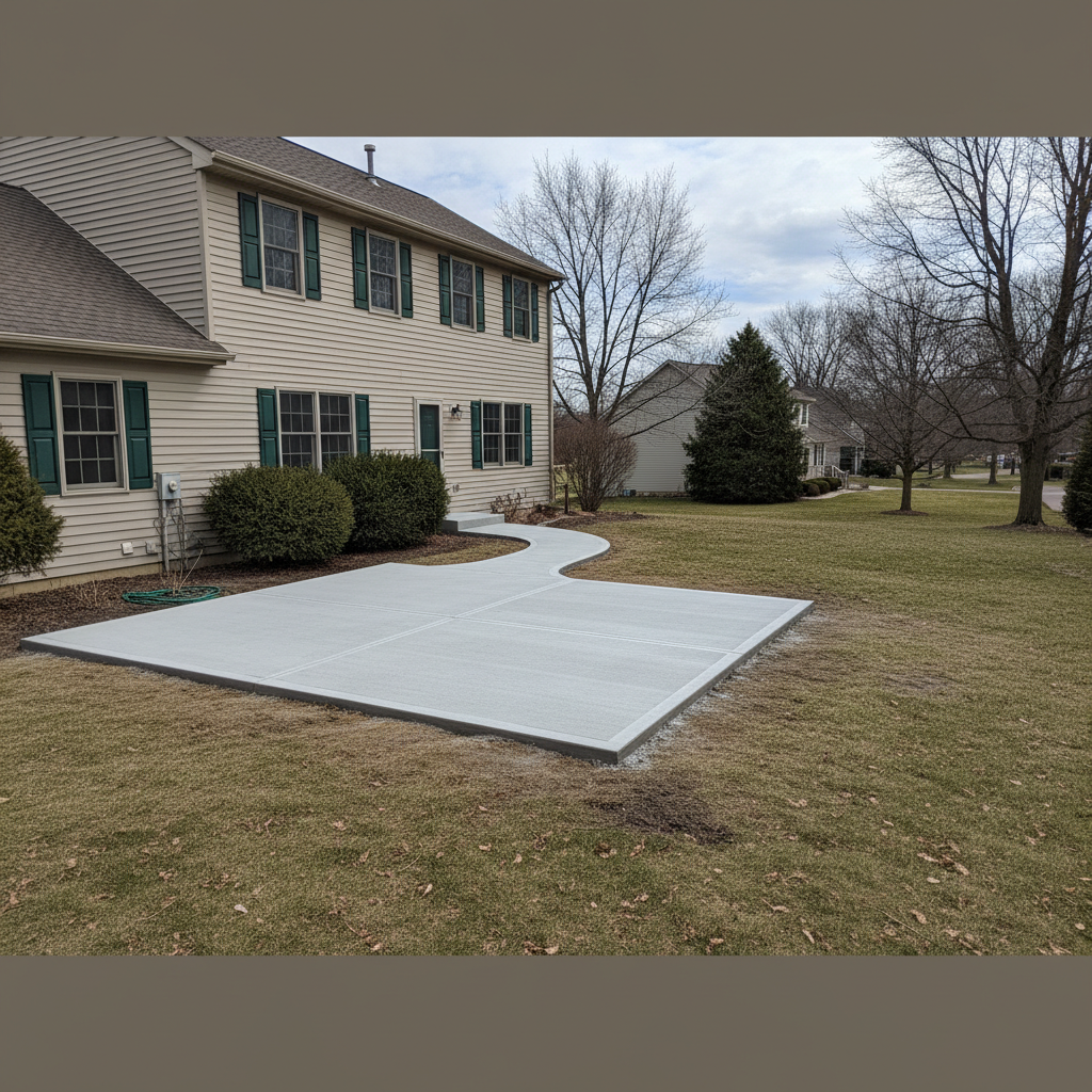 Completed concrete flatwork work at a residential property in Elgin, IL