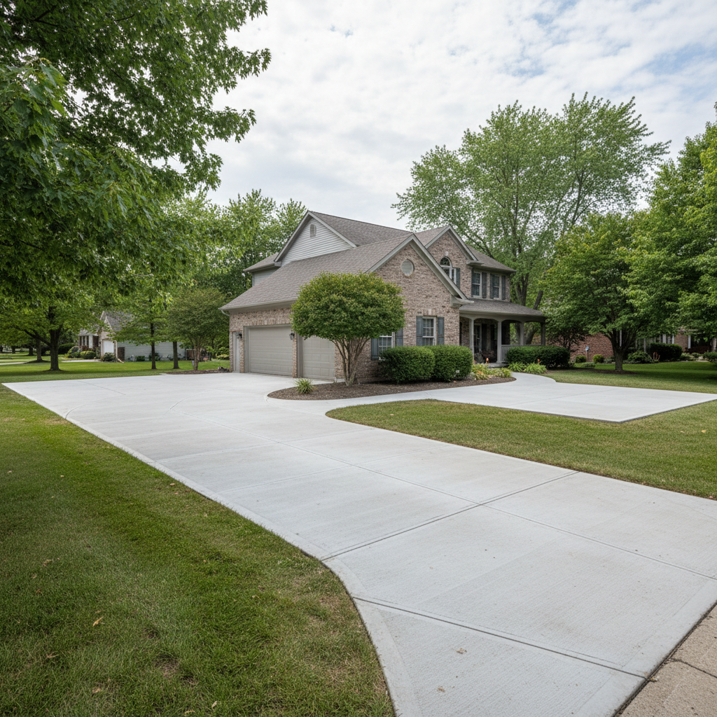 Completed concrete repair work at a residential property in Wheaton, IL