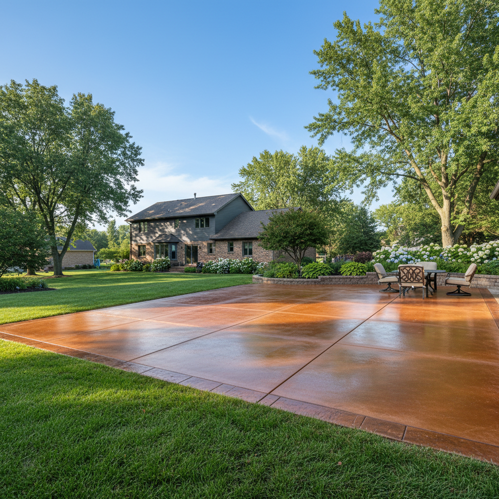 Completed concrete staining work at a residential property in Wheaton, IL