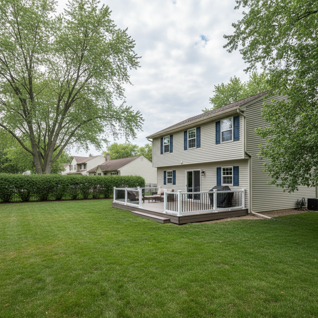 Completed composite decks work at a residential property in Rockford, IL