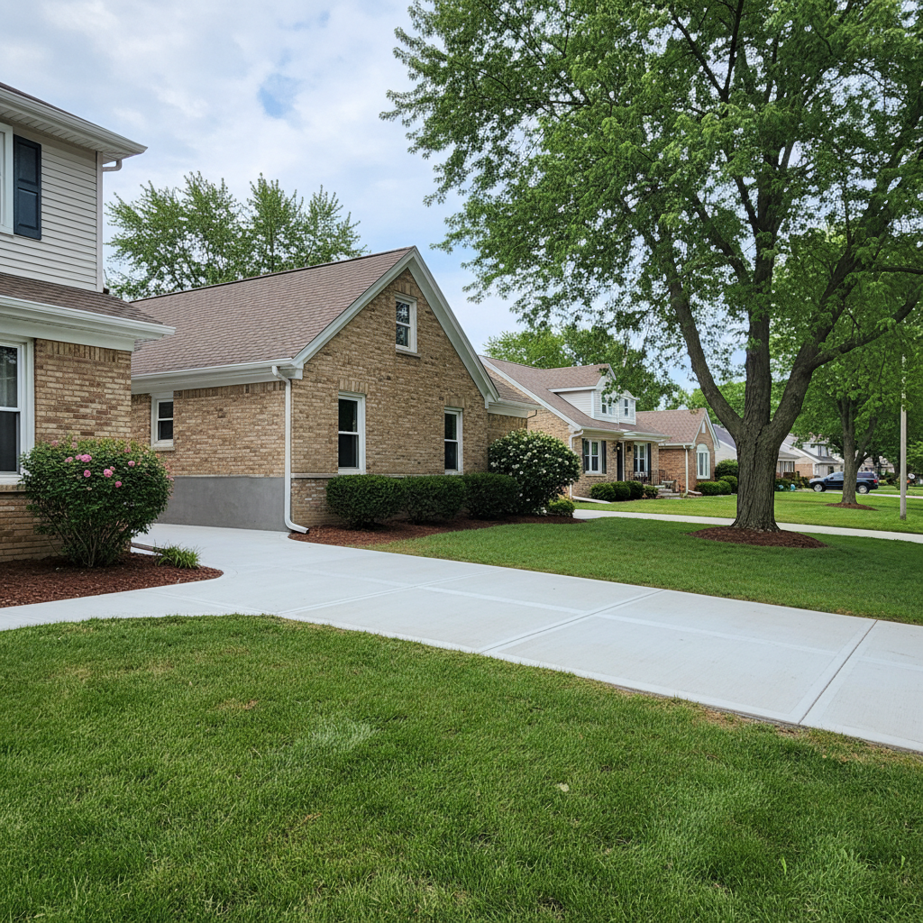 Completed concrete repair work at a residential property in Arlington Heights, IL