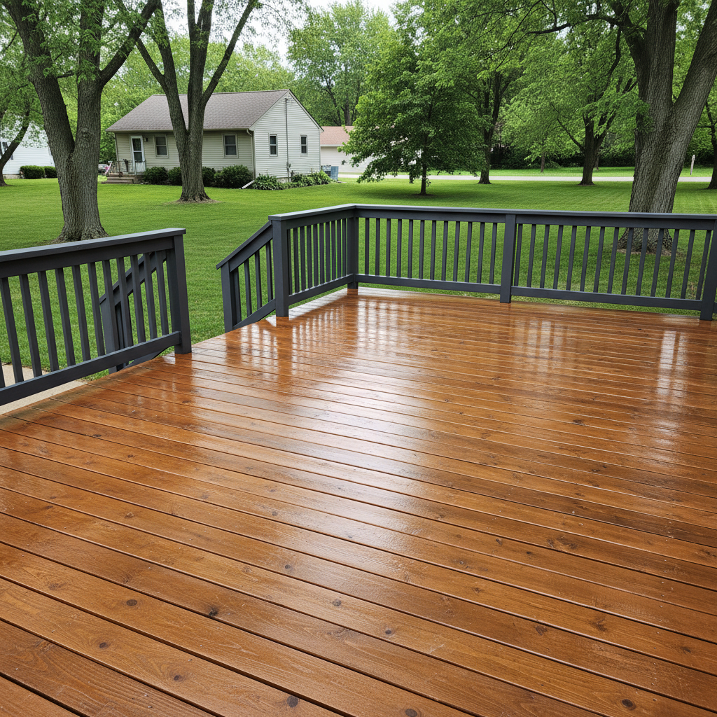 Completed deck painting & staining work at a residential property in Rockford, IL