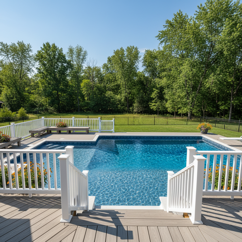 Completed pool decks work at a residential property in Rockford, IL