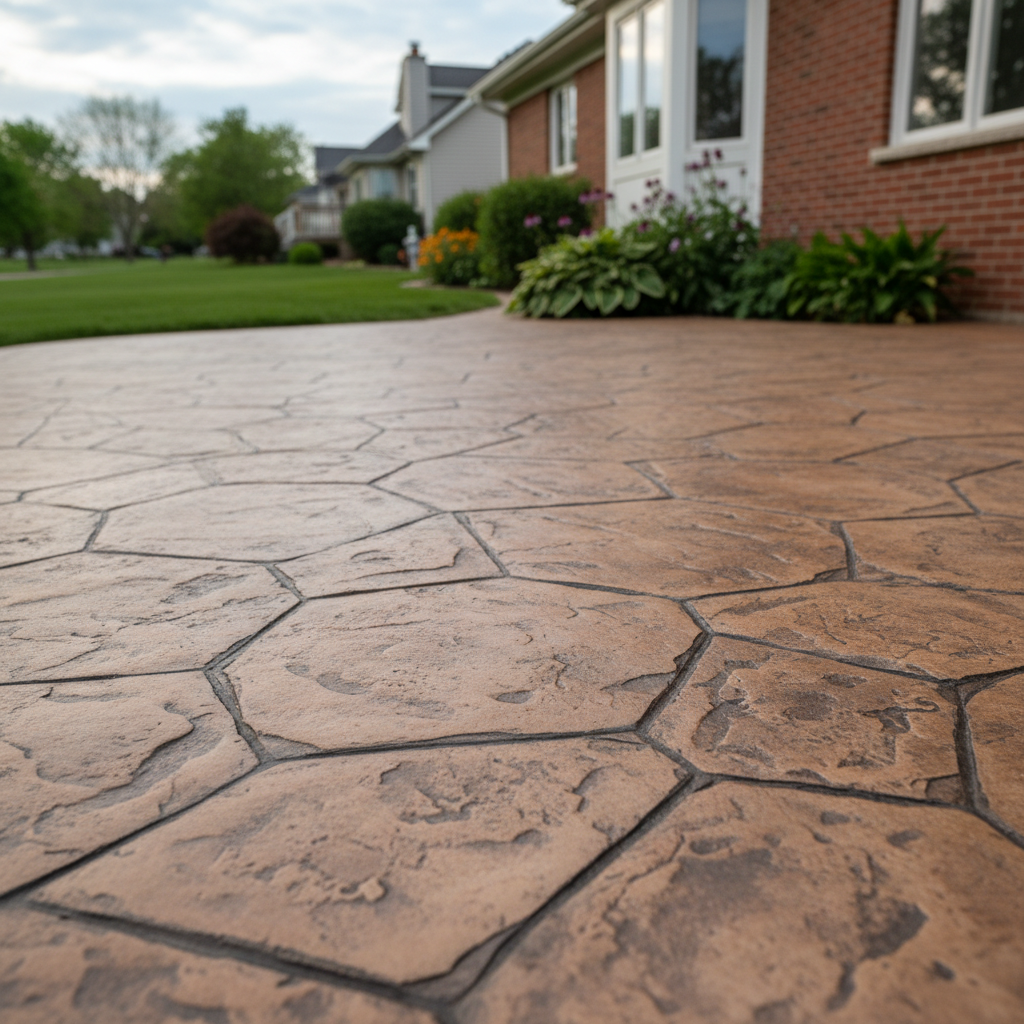 Completed decorative concrete work at a residential property in Wheaton, IL