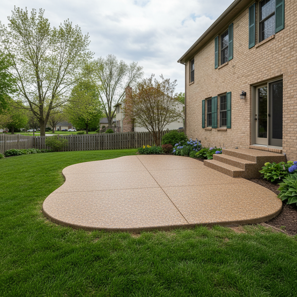 Completed concrete patios work at a residential property in Muncie, IN