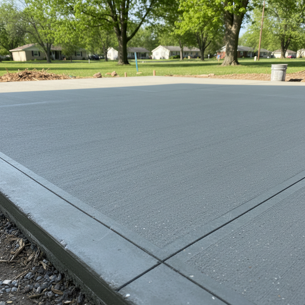 Completed concrete flatwork work at a residential property in Muncie, IN