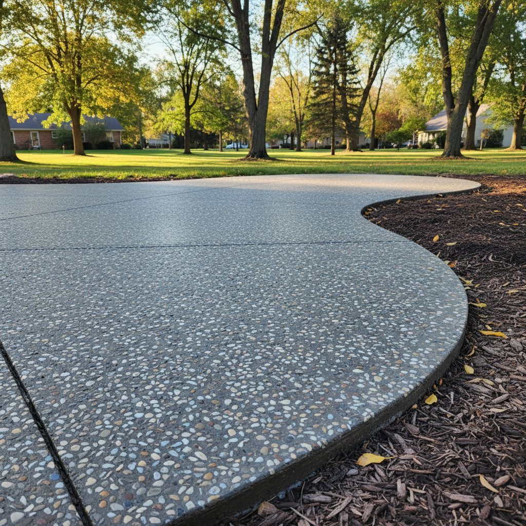 Completed decorative concrete work at a residential property in Muncie, IN