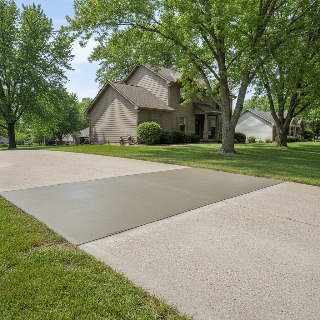 Completed concrete repair work at a residential property in Lawrence, KS