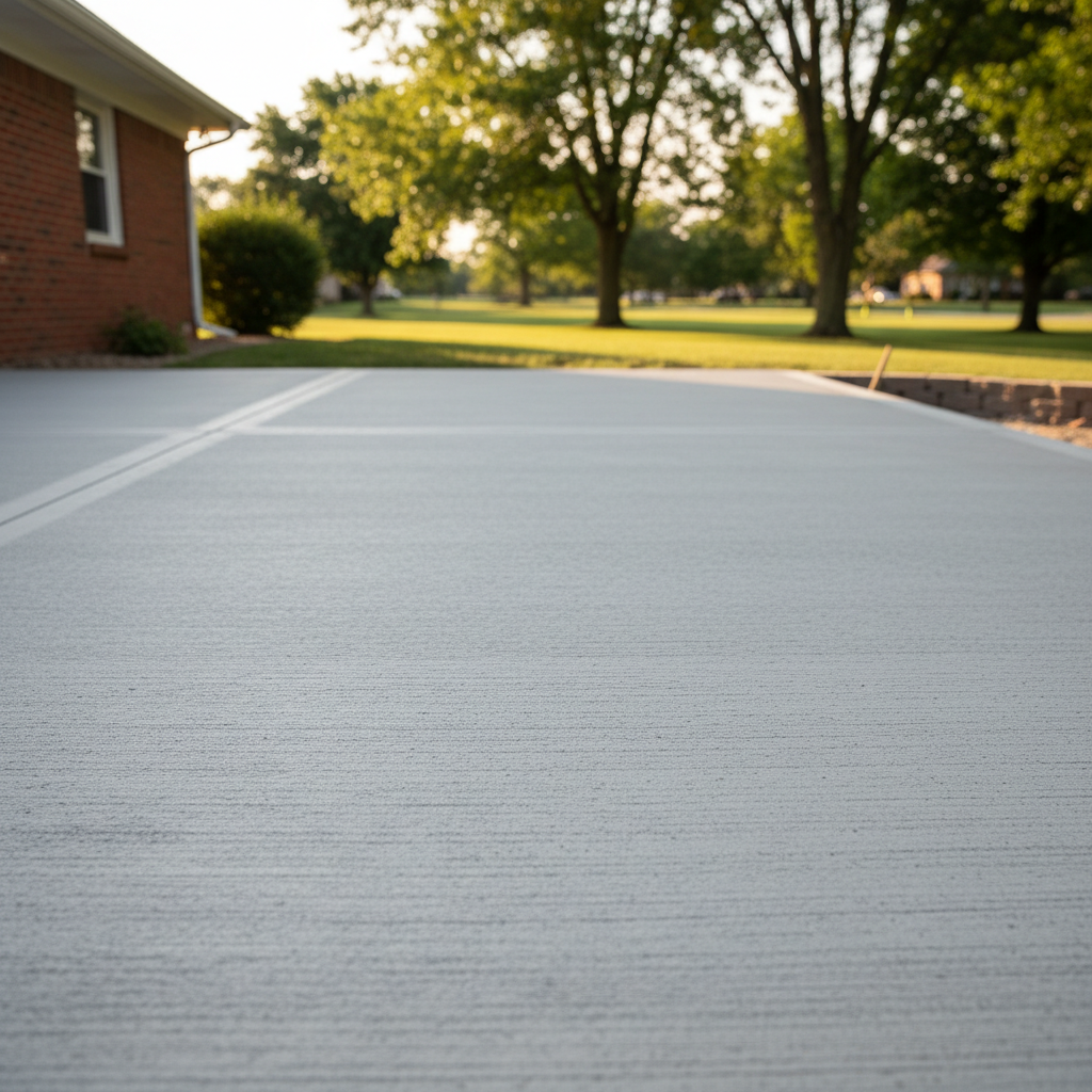 Completed concrete flatwork work at a residential property in Lawrence, KS