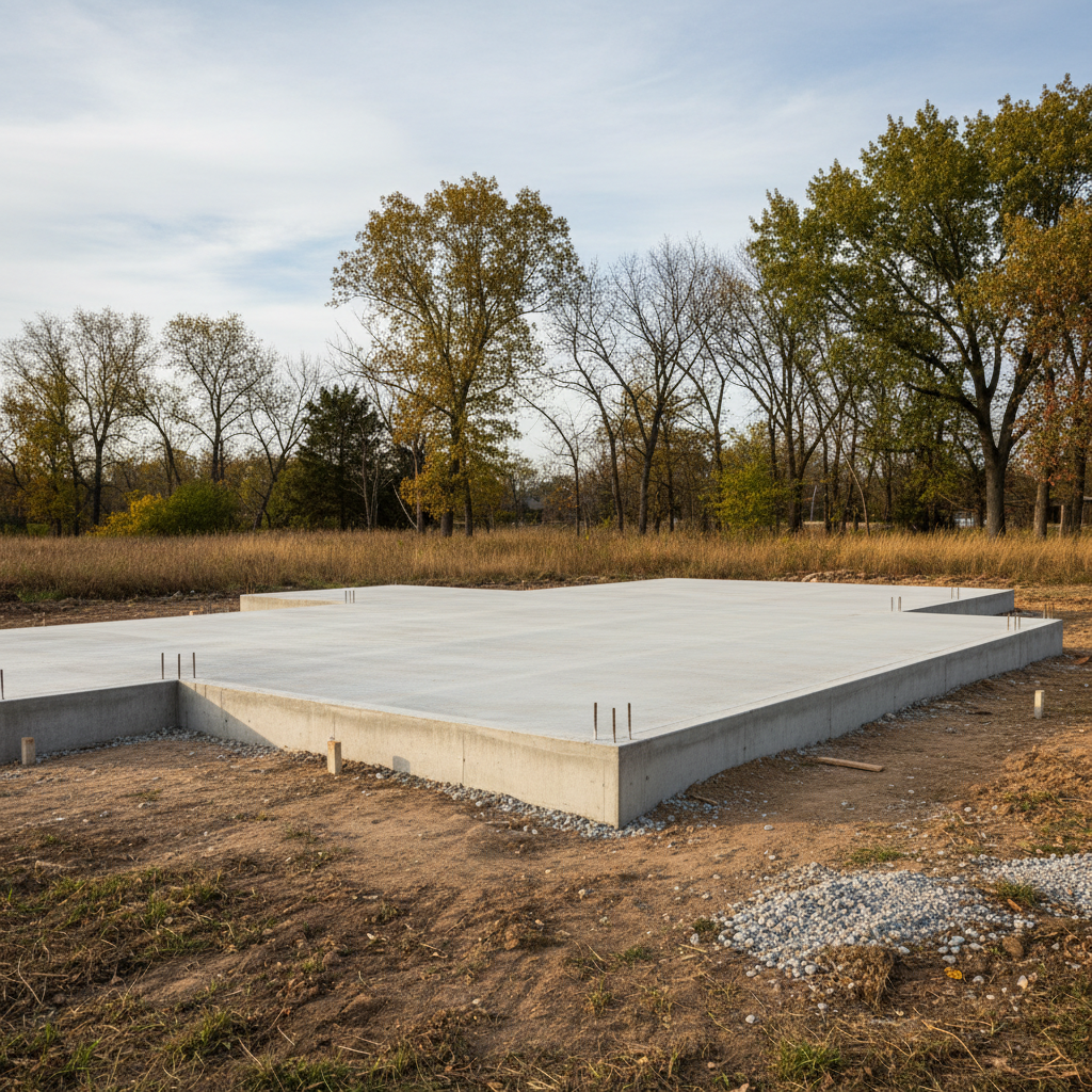 Completed concrete foundations work at a residential property in Lawrence, KS