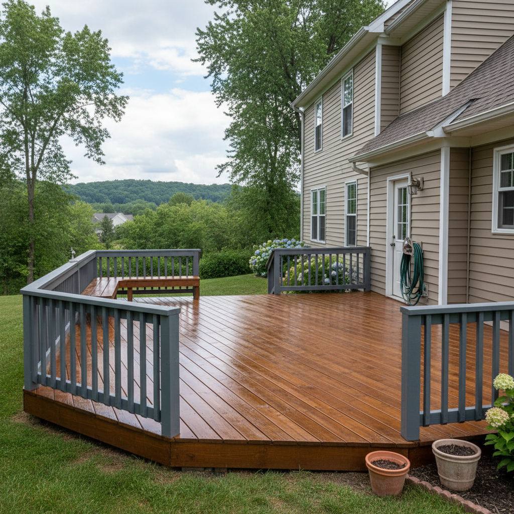 Completed deck painting & staining work at a residential property in Elizabeth, IN