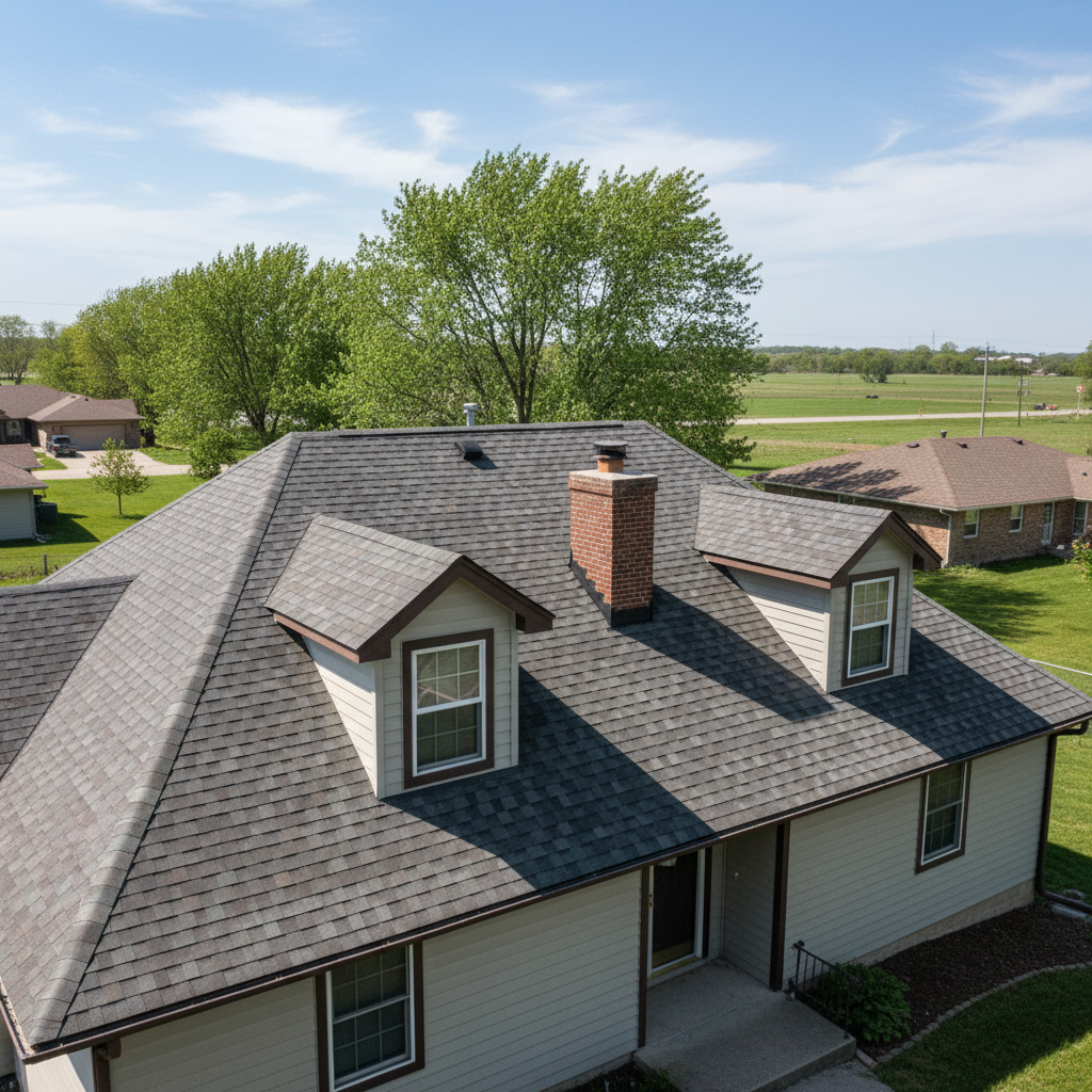 Completed new construction roofing work at a residential property in Derby, KS