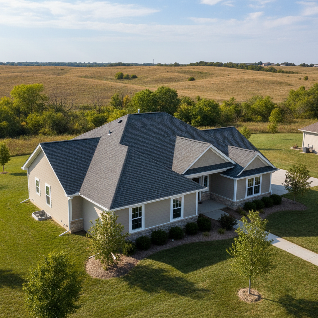 Completed new construction roofing work at a residential property in Derby, KS