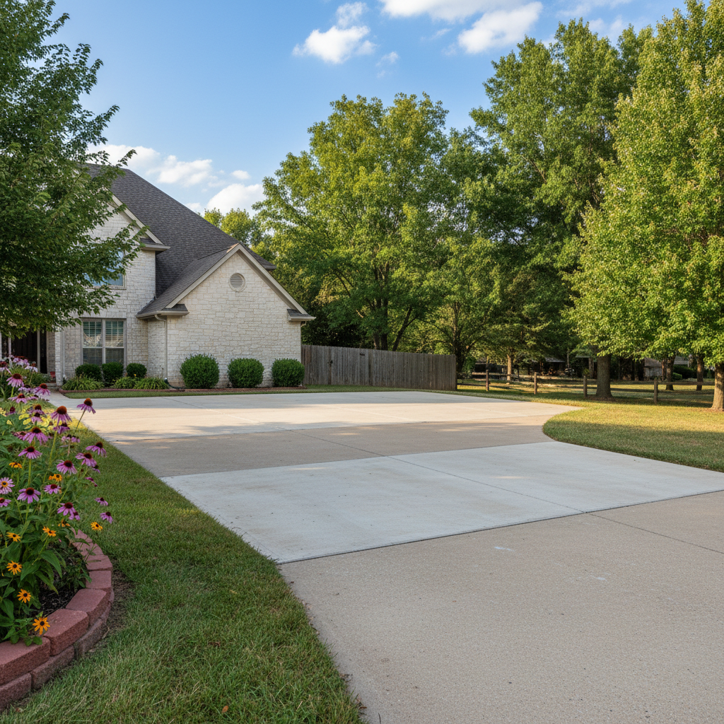 Completed concrete repair work at a residential property in Lawrence, KS