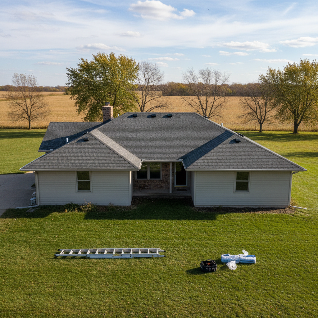 Completed roof inspection work at a residential property in Derby, KS