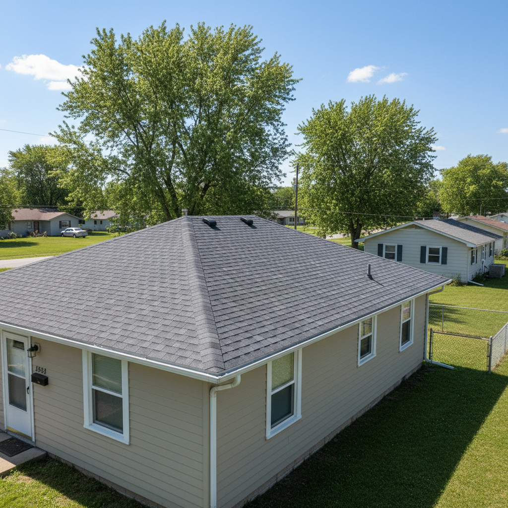 Completed roof installation work at a residential property in Derby, KS