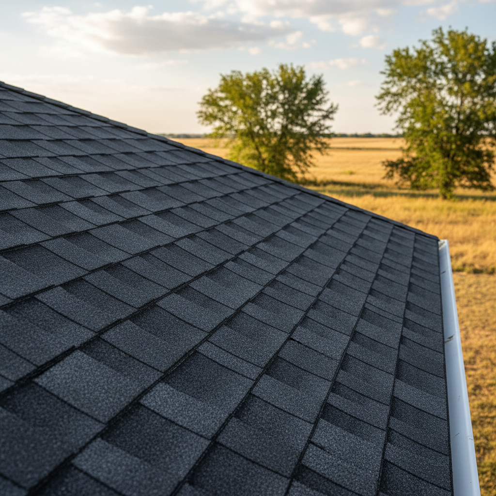 Completed roof replacement work at a residential property in Emporia, KS