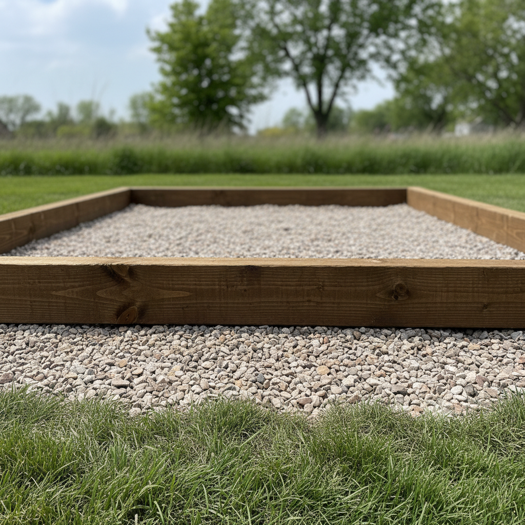 Completed shed delivery and installation work at a residential property in Wichita, KS
