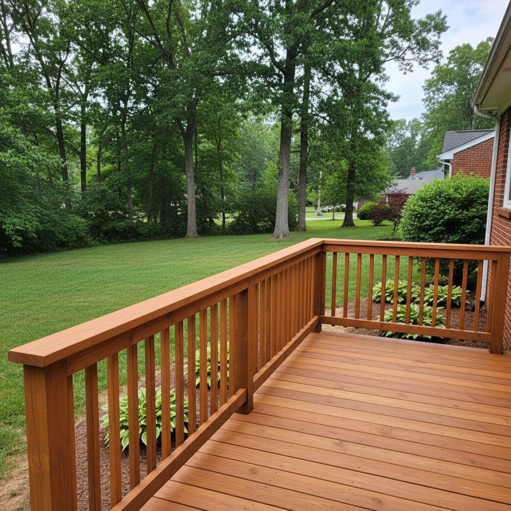 Completed deck railing installation work at a residential property in Brooklyn, MD