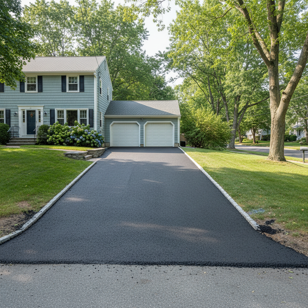 Completed asphalt milling work at a residential property in Waltham, MA