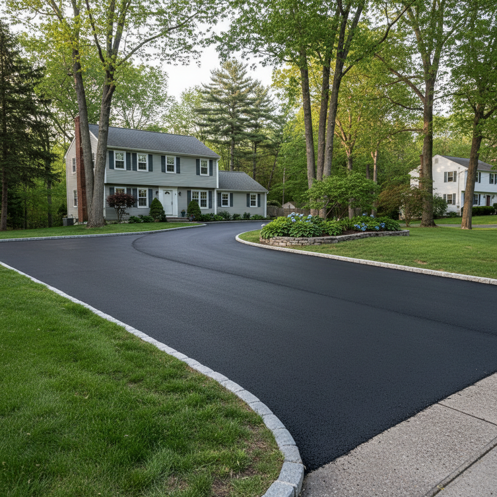 Completed residential asphalt work at a residential property in Taunton, MA
