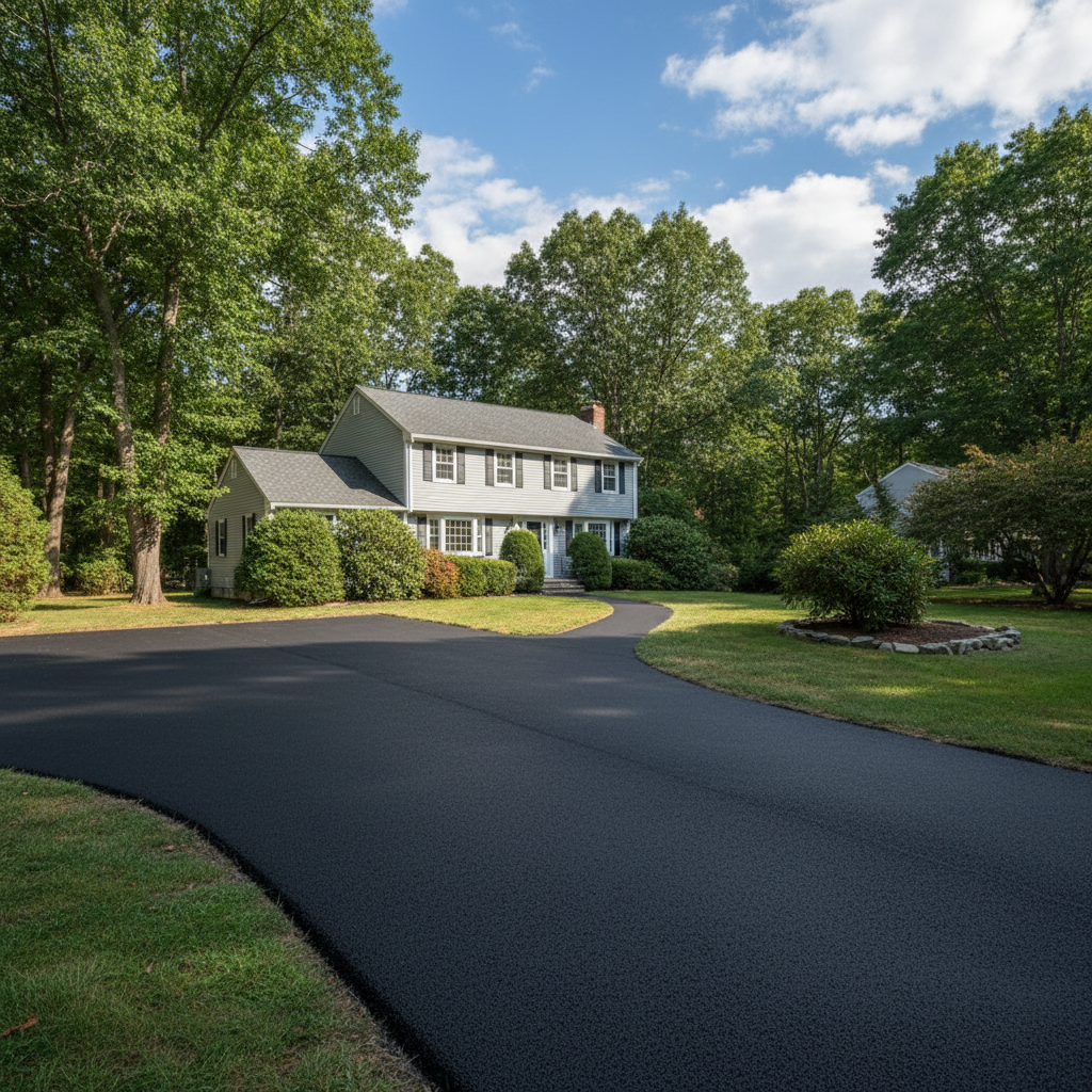 Completed residential asphalt work at a residential property in Taunton, MA