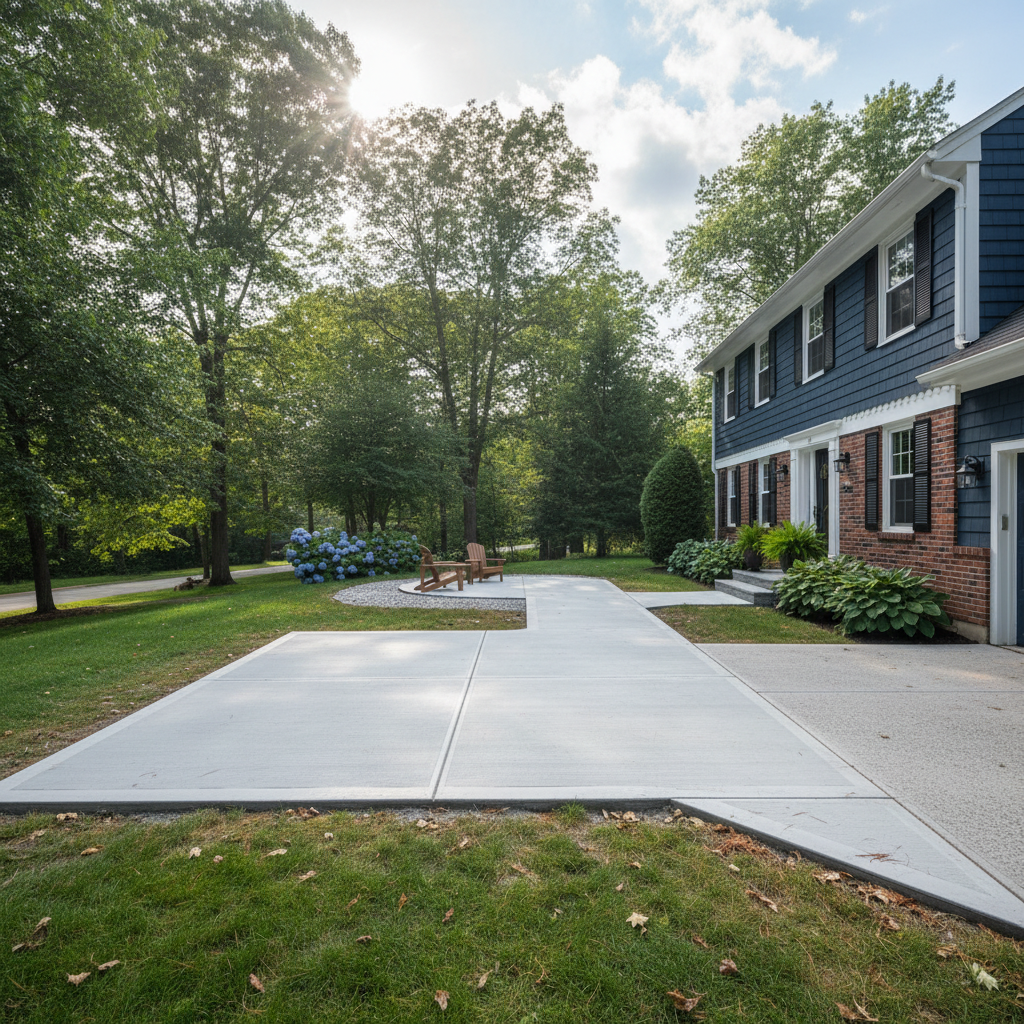 Completed concrete repair work at a residential property in Needham, MA