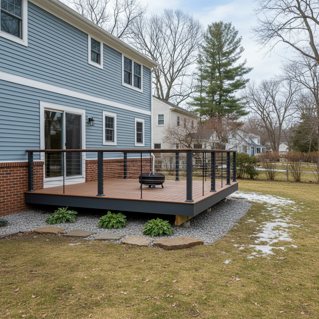 Completed metal decks work at a residential property in Medford, MA