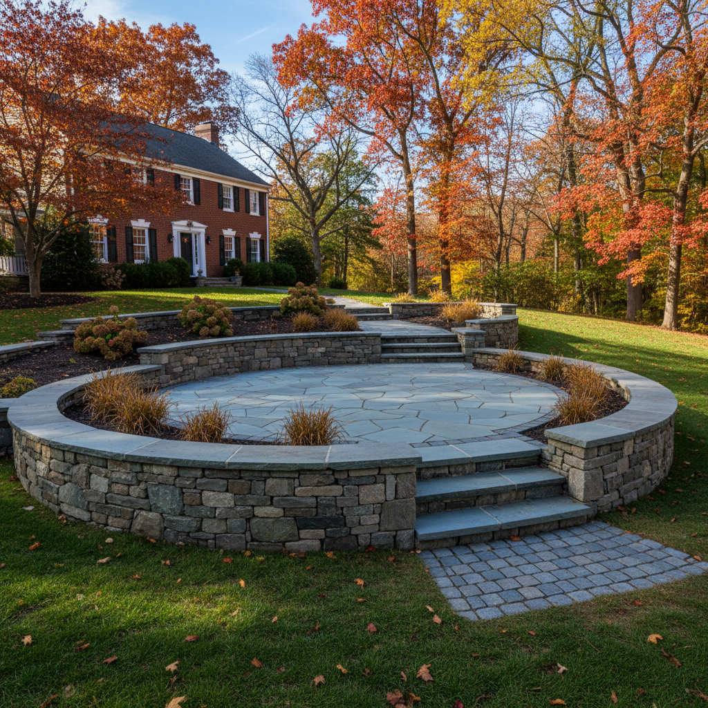 Completed stone masonry work at a residential property in Newton, MA