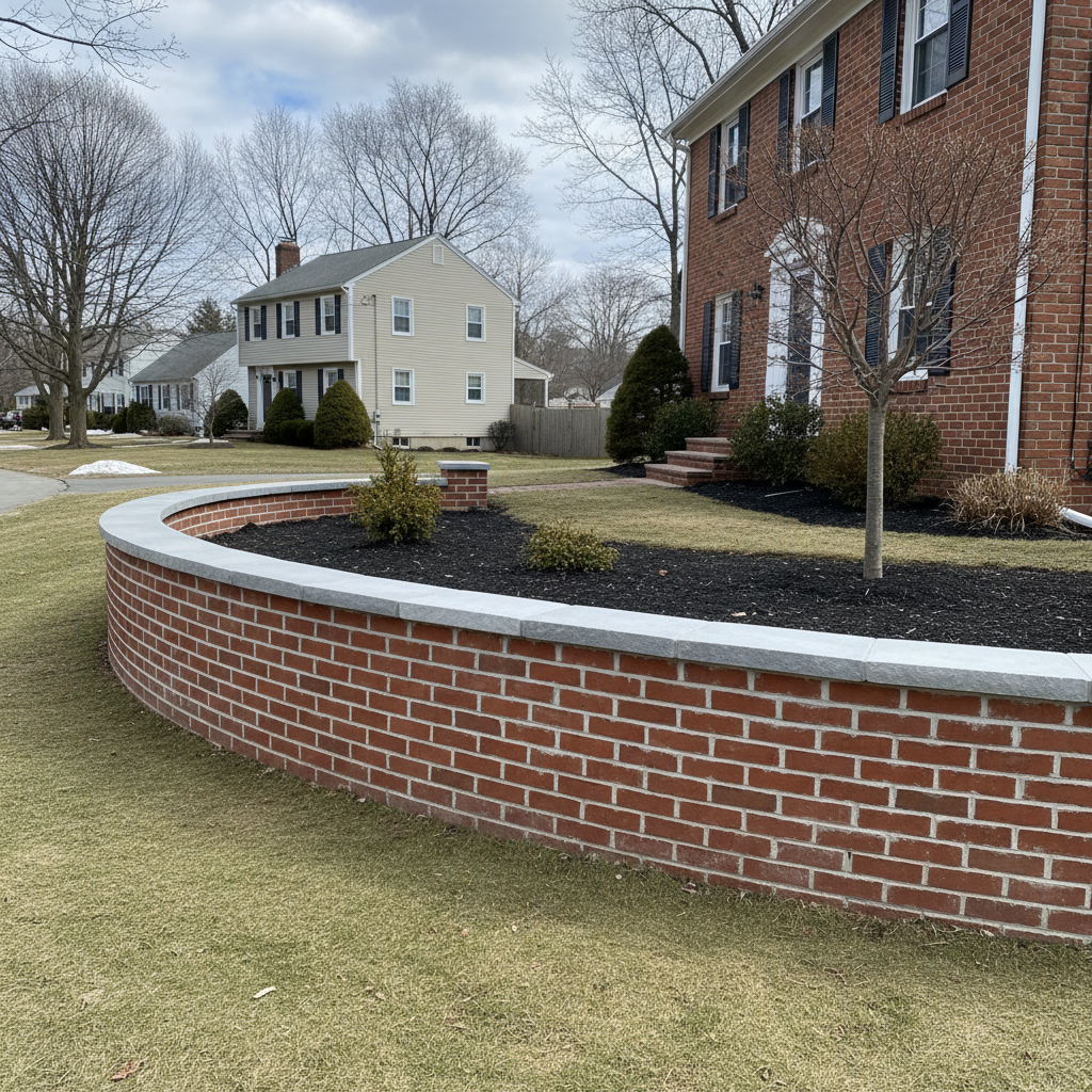 Completed brick laying work at a residential property in Needham, MA
