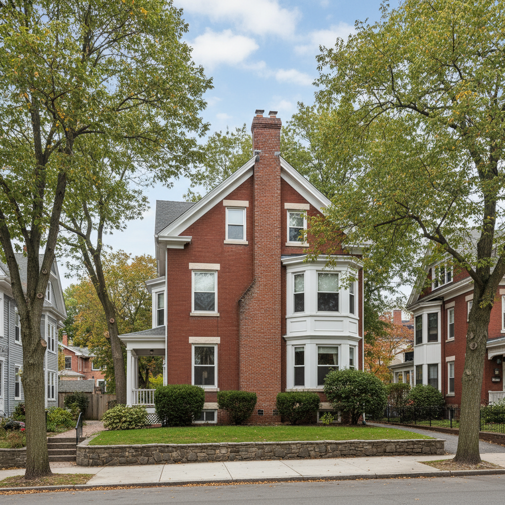 Completed chimney repair work at a residential property in Boston, MA