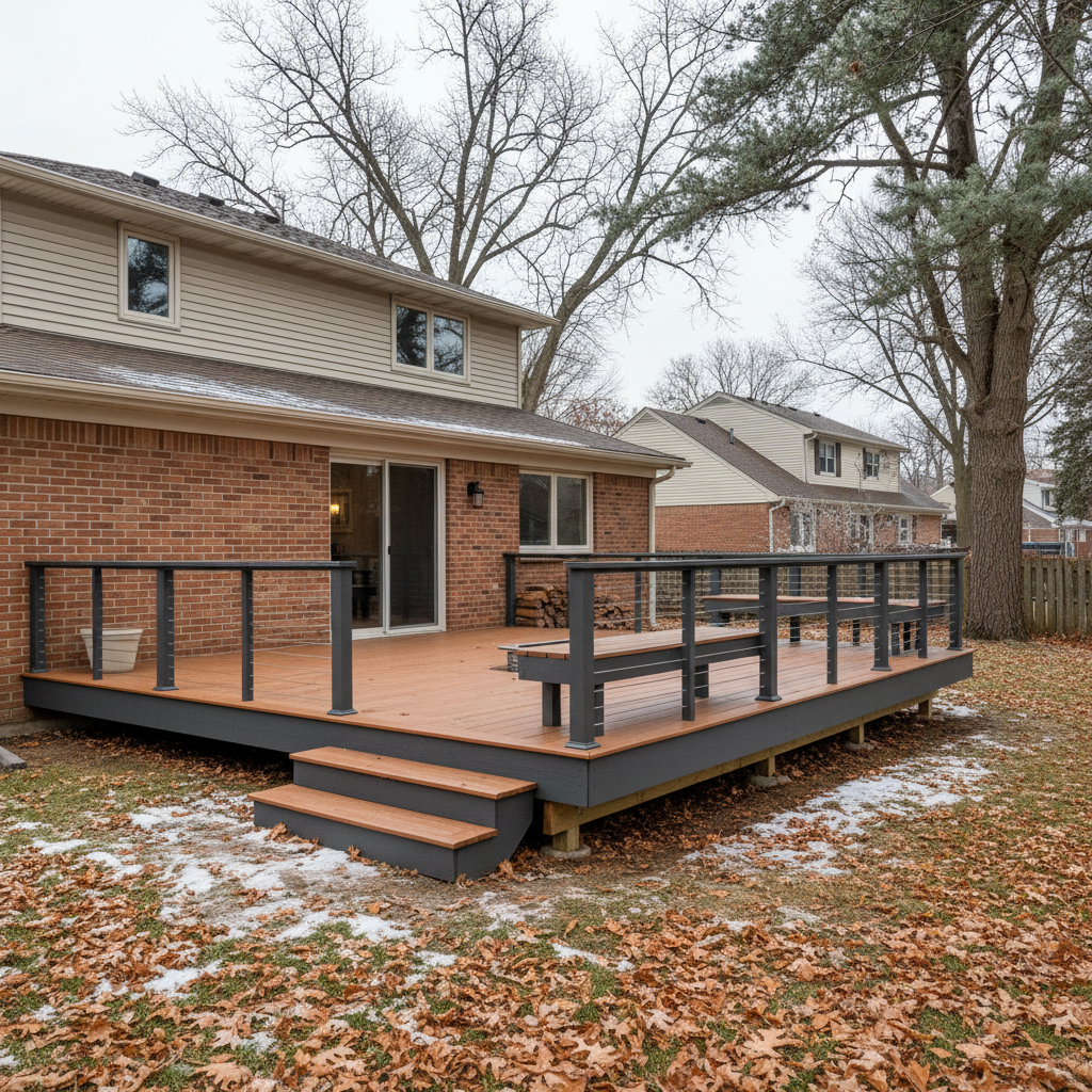 Completed metal decks work at a residential property in Detroit, MI