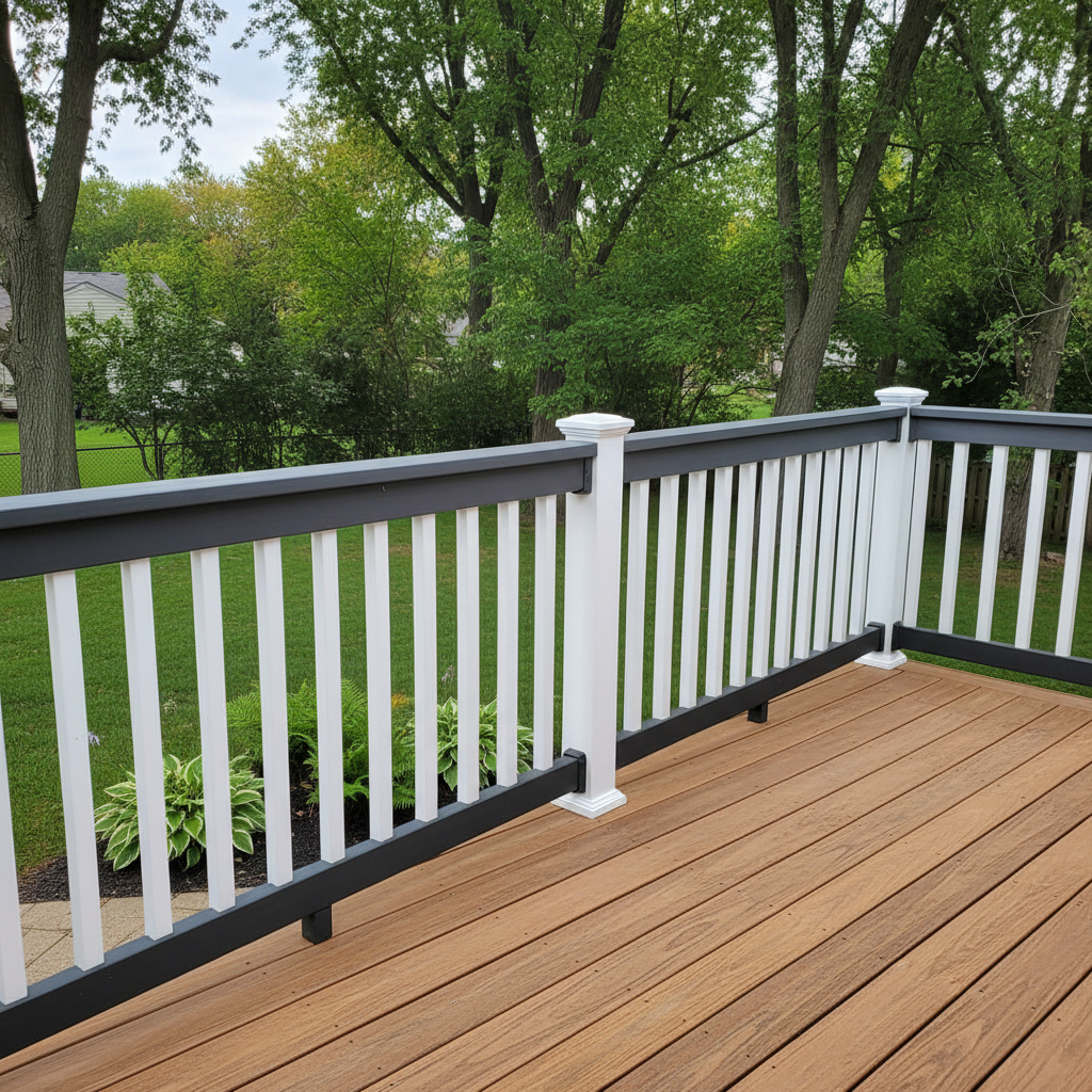Completed deck railing installation work at a residential property in Detroit, MI