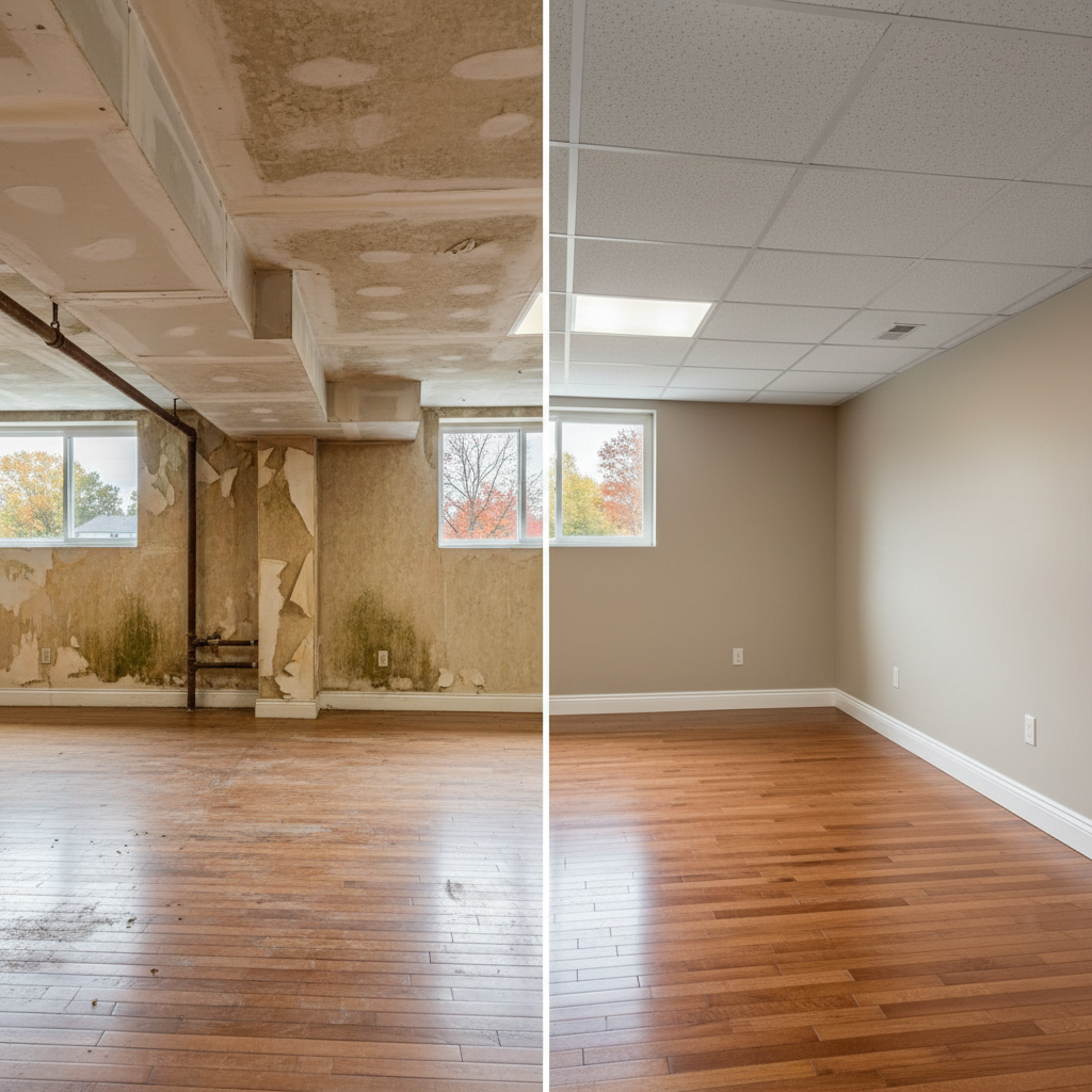 Completed flood restoration work at a residential property in Three Rivers, MI