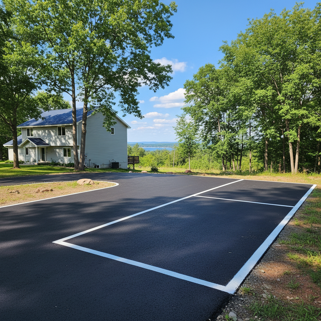 Completed asphalt striping work at a residential property in Duluth, MN