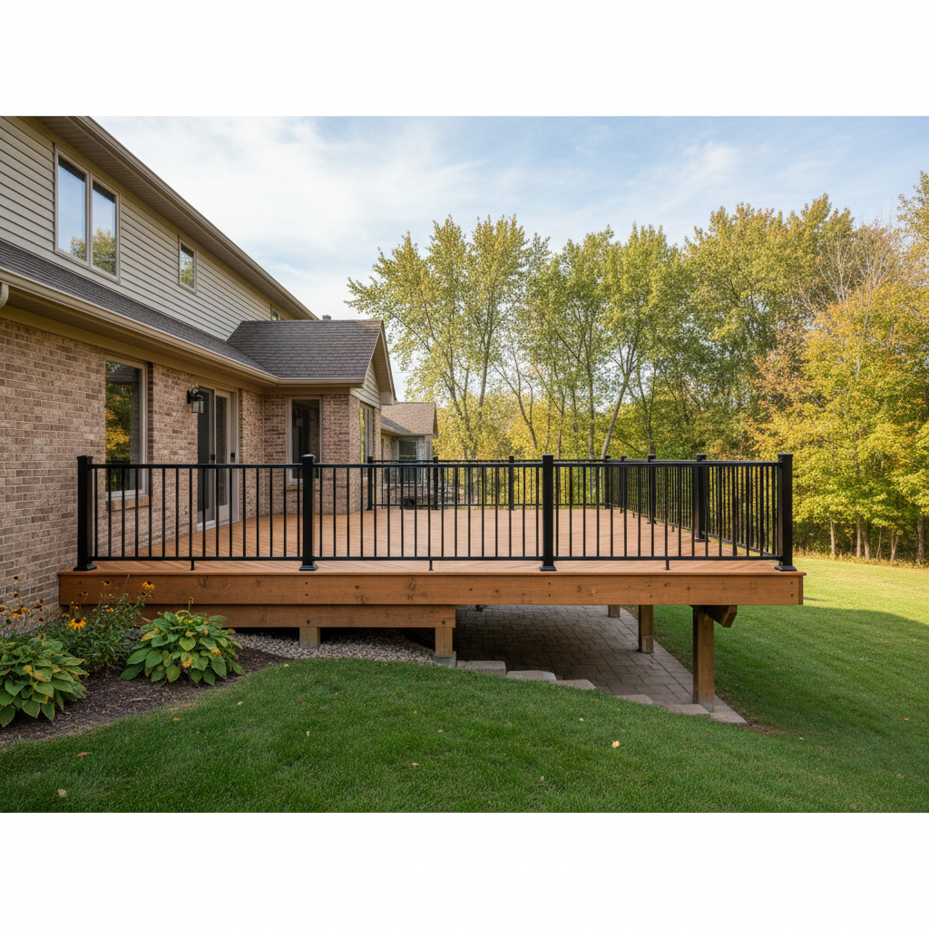 Completed deck railing installation work at a residential property in North Oaks, MN