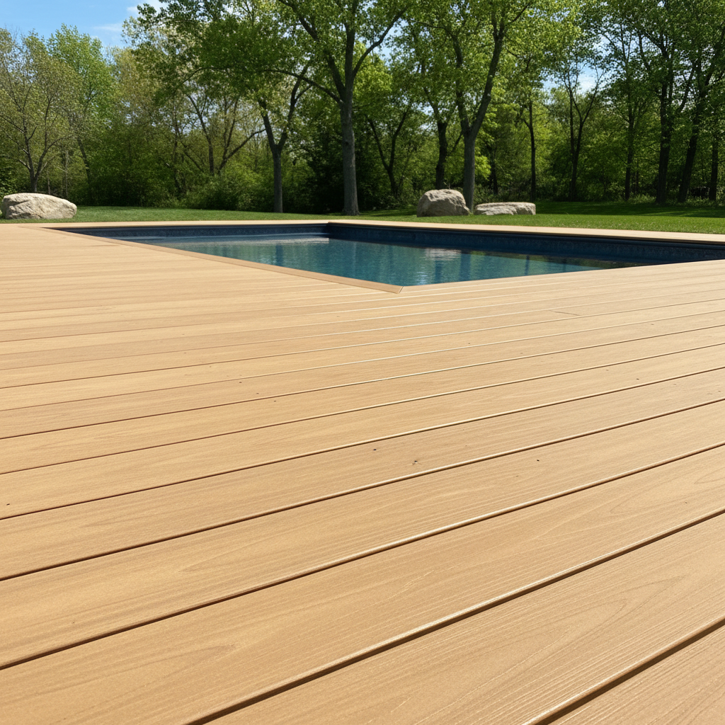 Completed pool decks work at a residential property in North Oaks, MN