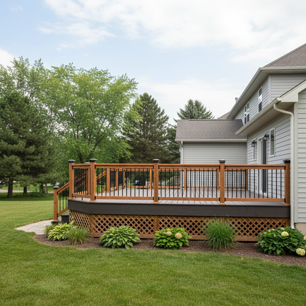 Completed deck railing installation work at a residential property in Burnsville, MN