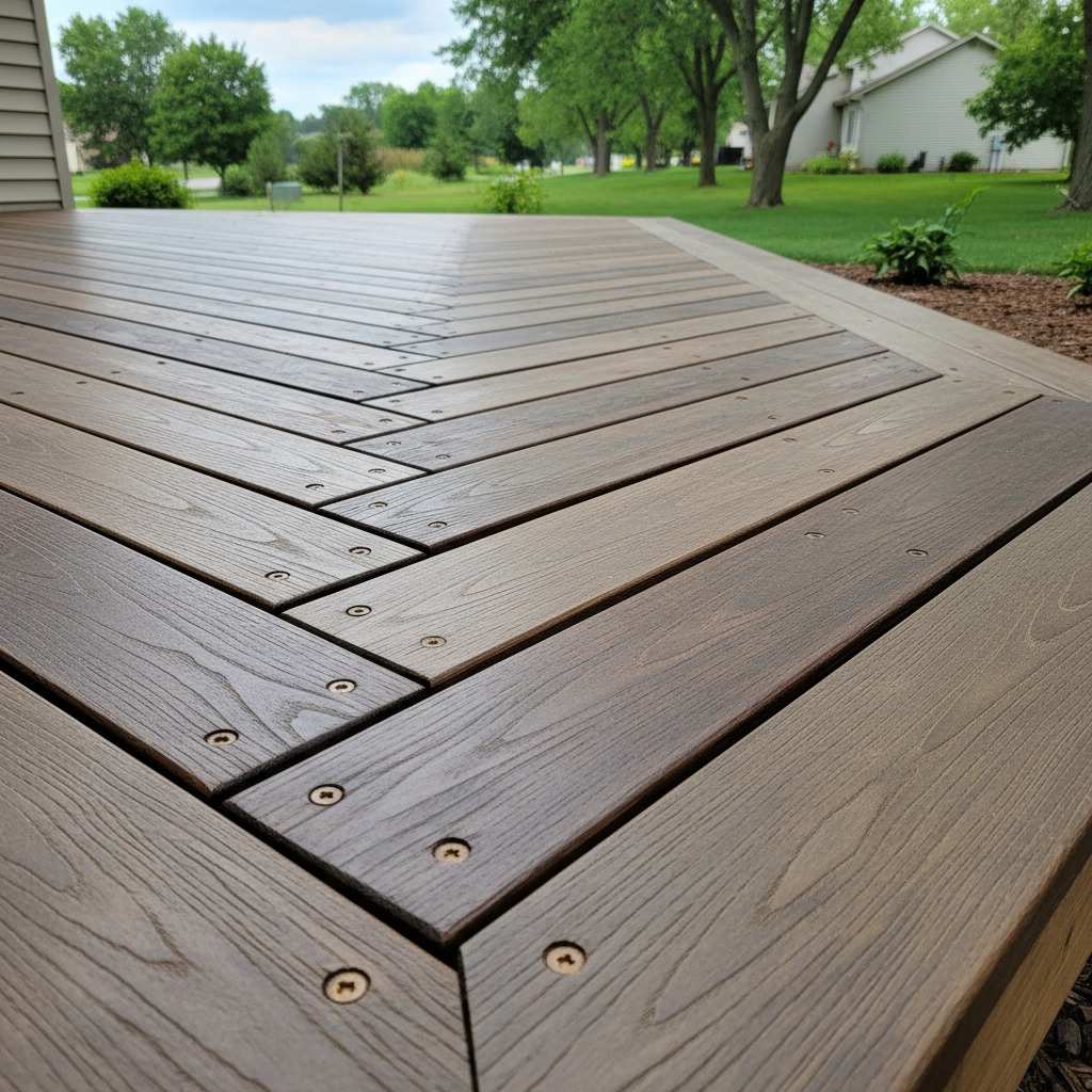 Completed deck construction work at a residential property in Burnsville, MN
