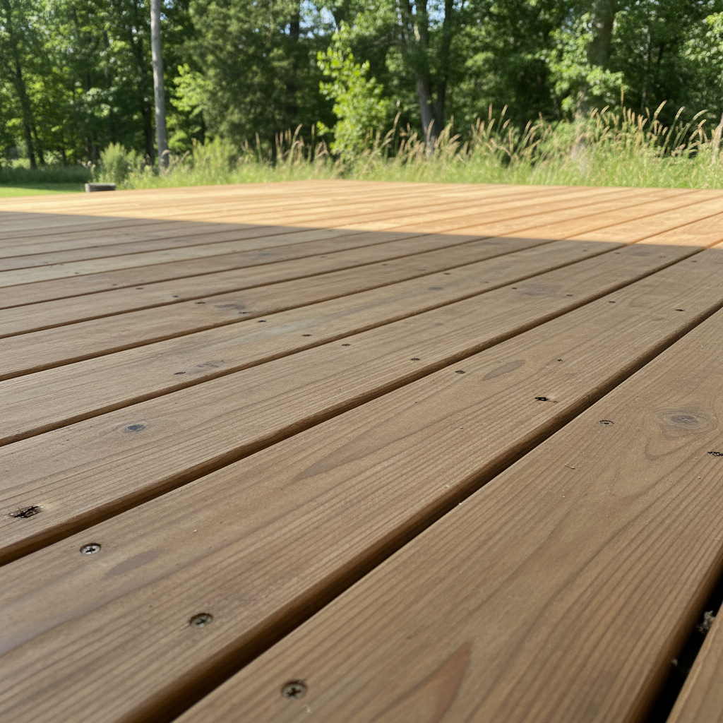 Completed wooden decks work at a residential property in Medina, MN