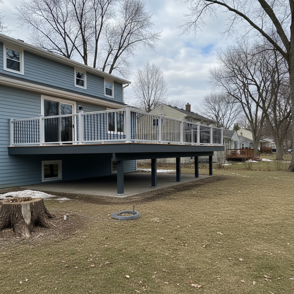 Completed metal decks work at a residential property in Minneapolis, MN