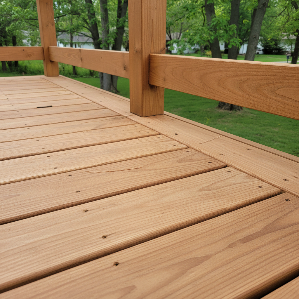 Completed deck construction work at a residential property in Minneapolis, MN