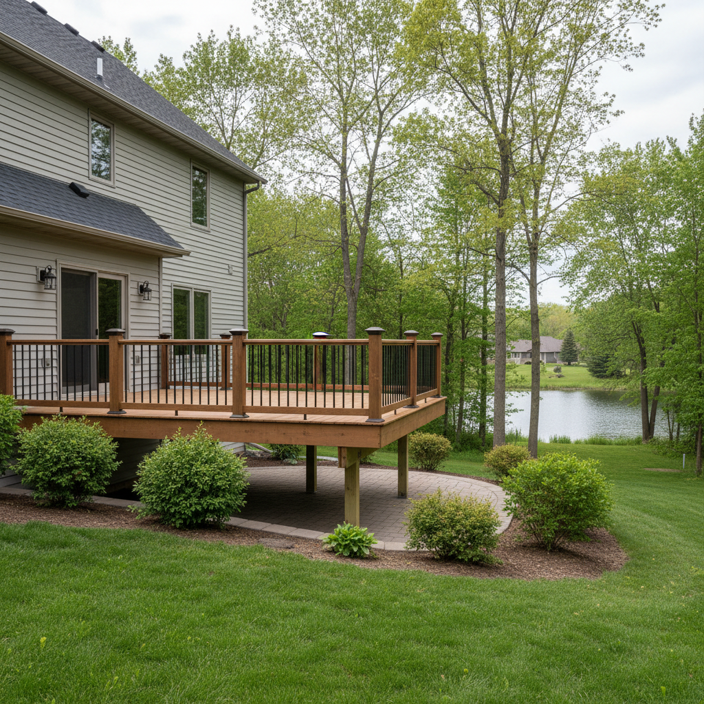 Completed deck railing installation work at a residential property in Minneapolis, MN