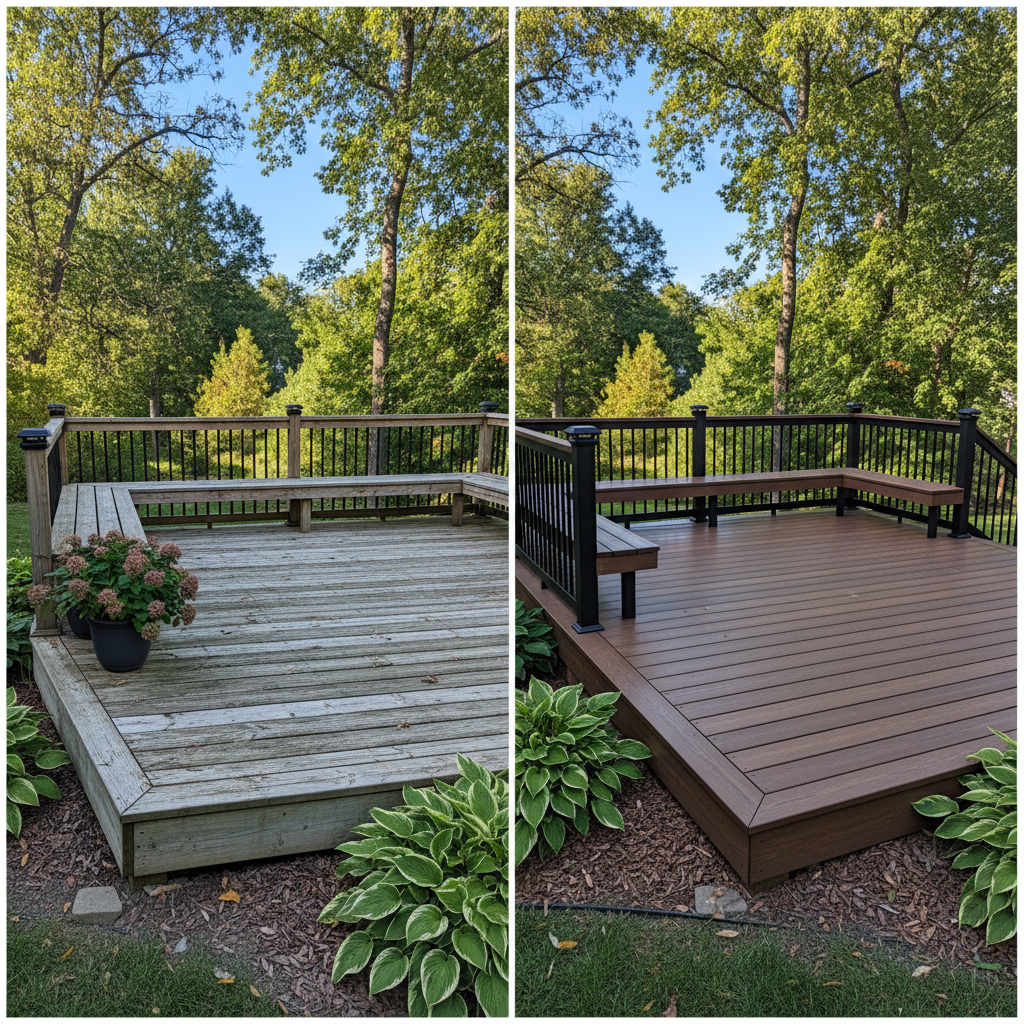 Completed composite decks work at a residential property in Bloomington, MN